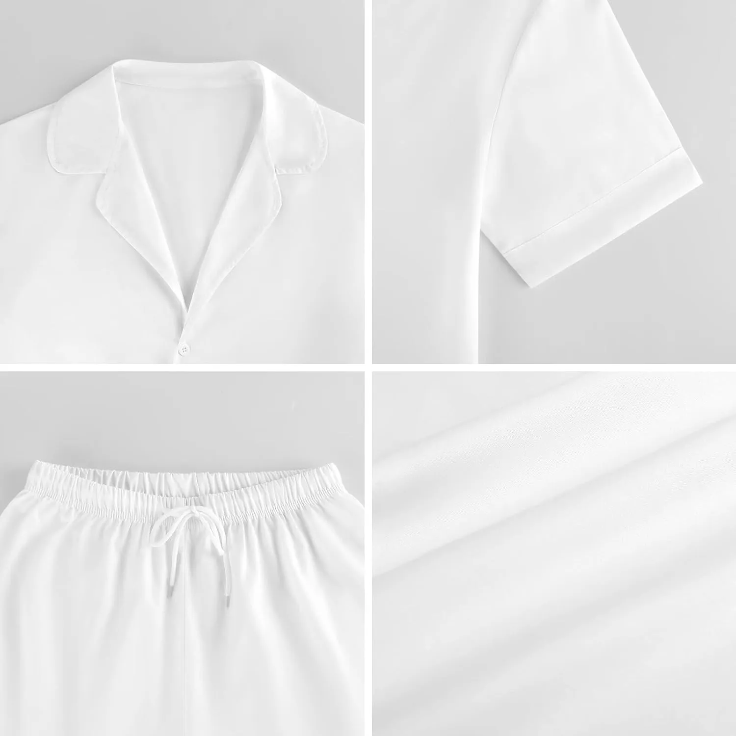 Cool Bear Women's Satin Pajama Set Short Sleeve Button Down Sleepwear Loungewear Pj Set