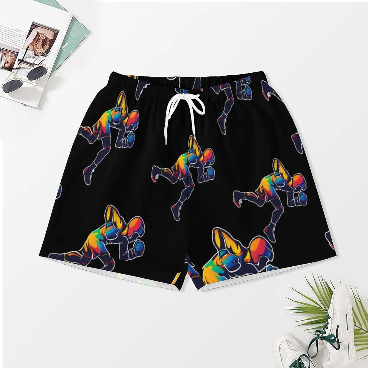 Cool Boxing Boxer Women's Satin Pajama Set Short Sleeve Button Down Sleepwear Loungewear Pj Set