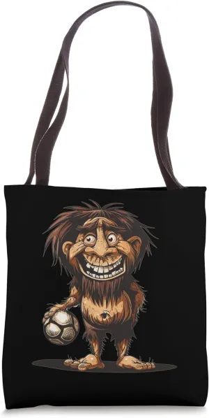 Cool Caveman with Soccer in hand outfit Tote Bag