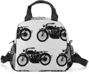 Cool Crazy White Black Motorcycle Adjustable Shoulder Strap Insulated And Leak Proof Premium Lunch Bag Unisex
