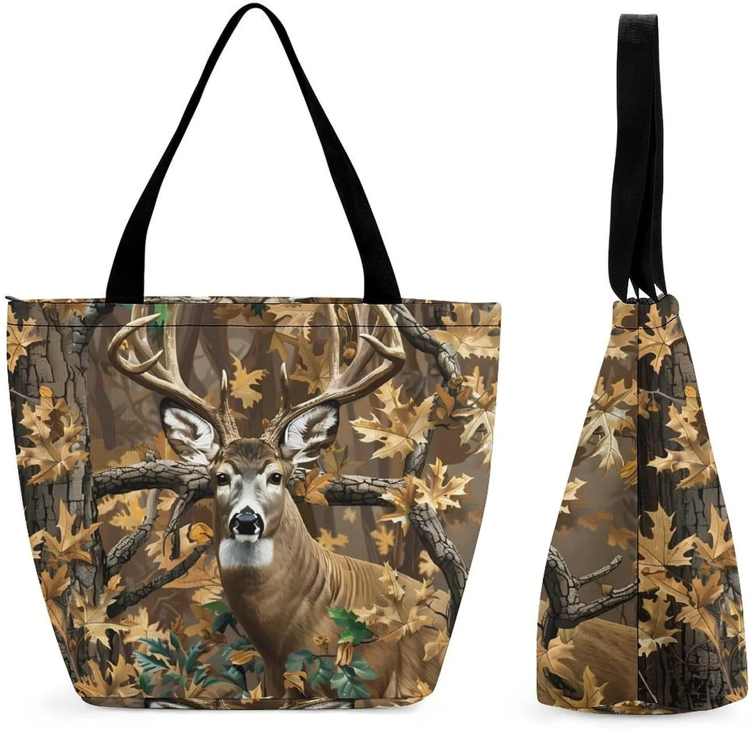 Cool Deer Camouflage Hunting Women's Tote Bag Casual Shopping Bags Fashion Handbags Gifts for Travel Work Holiday