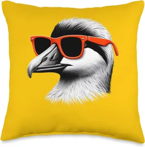 Cool Eider Bird Wearing Sunglasses Graphic Art Throw Pillow