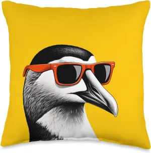 Cool Eider Bird Wearing Sunglasses Graphic Art Throw Pillow