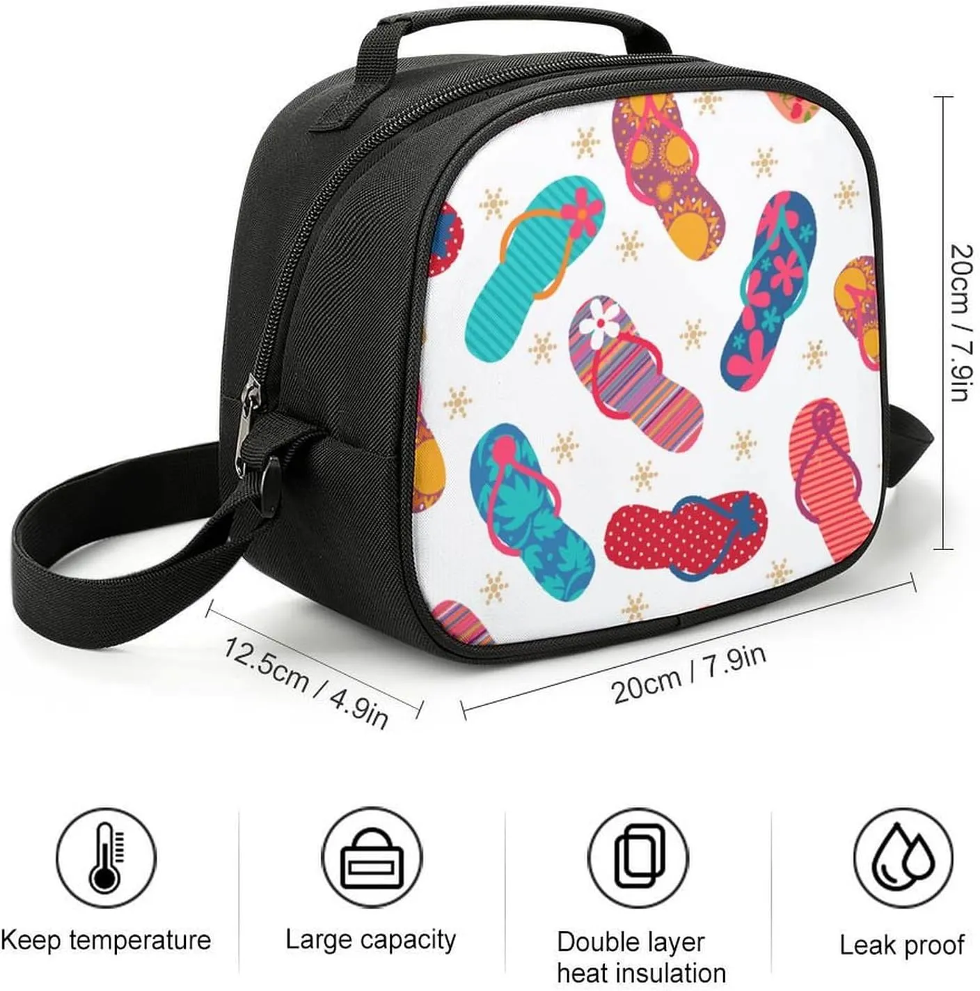 Cool Flip Flops Slippers Durable And Sturdy Small Lunch Bag