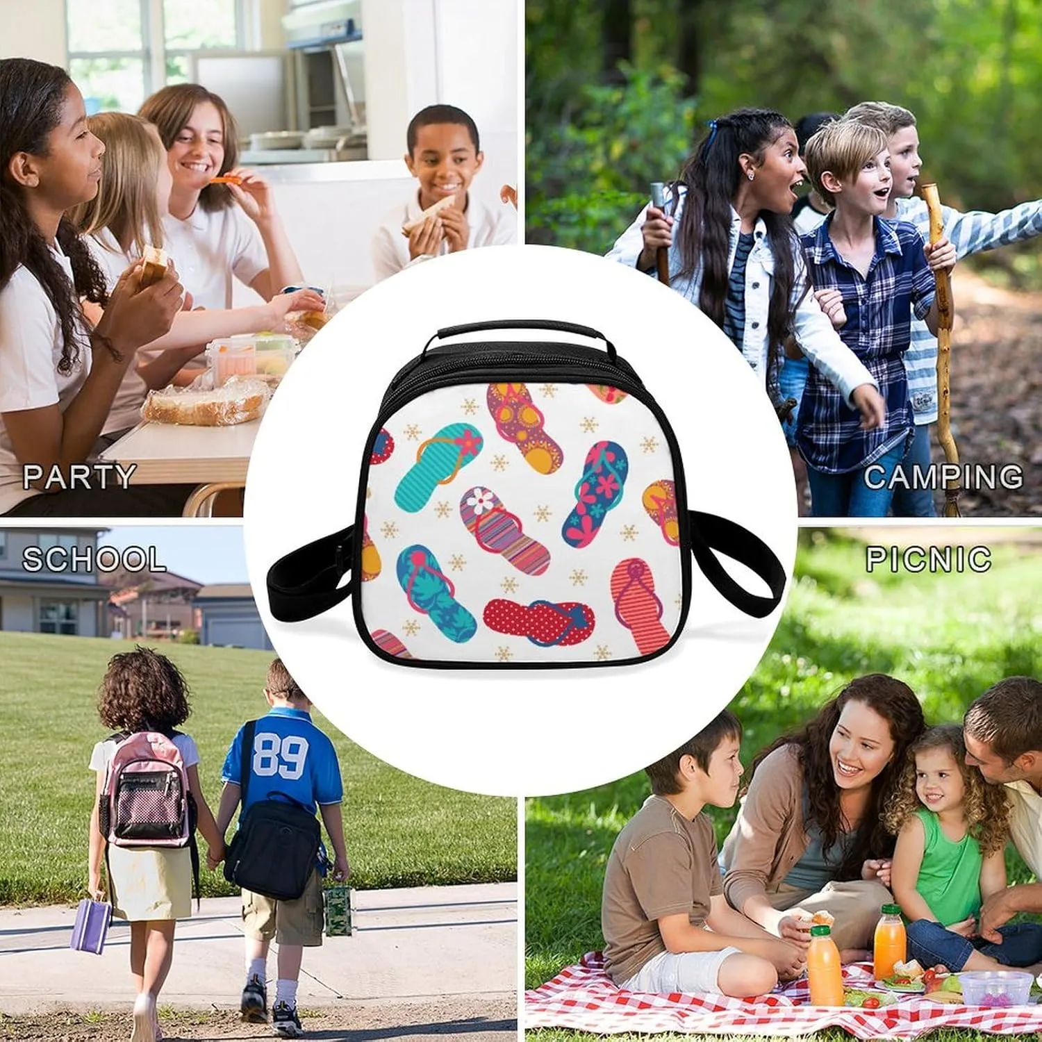 Cool Flip Flops Slippers Durable And Sturdy Small Lunch Bag