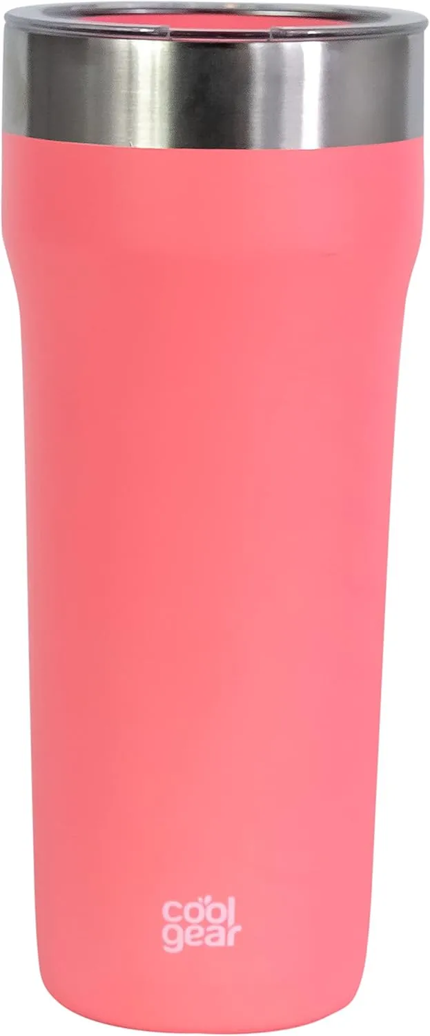 COOL GEAR 2-Pack 30 Ounce Eclipse Stainless Steel Tumbler | Slide & Sip Lid - Papaya/Blue