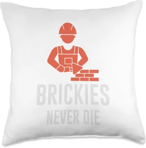 Cool Graphics Tees-Brickies Never Die T-Shirt Throw Pillow, 18x18, Multicolor