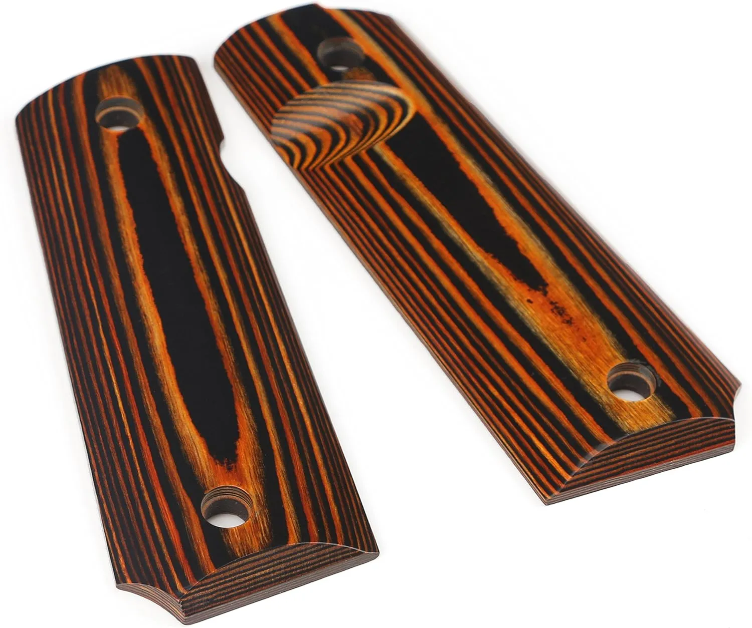 Cool Hand 1911 Full Size Grips, Government/Commander, High Polished Wood, Gold Gun Grips Screws Included, Mag Release, Ambi Safety Cut, 1/4" Thin