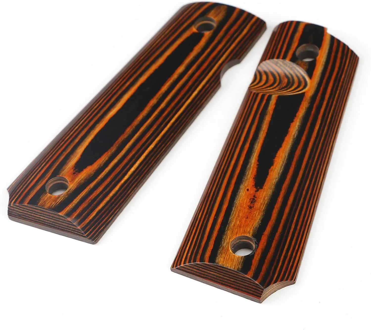 Cool Hand 1911 Full Size Grips, Government/Commander, High Polished Wood, Gold Gun Grips Screws Included, Mag Release, Ambi Safety Cut, 1/4" Thin