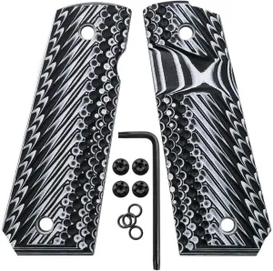 Cool Hand 1911 G10 Grips Replacement for Kimber, Colt, Rock Island, Springfield, Tauru, Full Size (Government/Commander), Gun Screws Included, Big Scoop, Ambi Safety Cut, OPS Texture