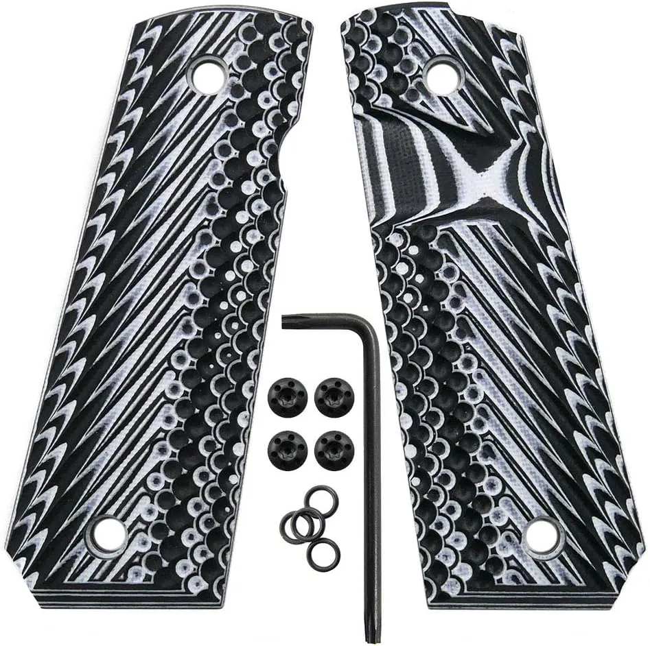 Cool Hand 1911 G10 Grips Replacement for Kimber, Colt, Rock Island, Springfield, Tauru, Full Size (Government/Commander), Gun Screws Included, Big Scoop, Ambi Safety Cut, OPS Texture