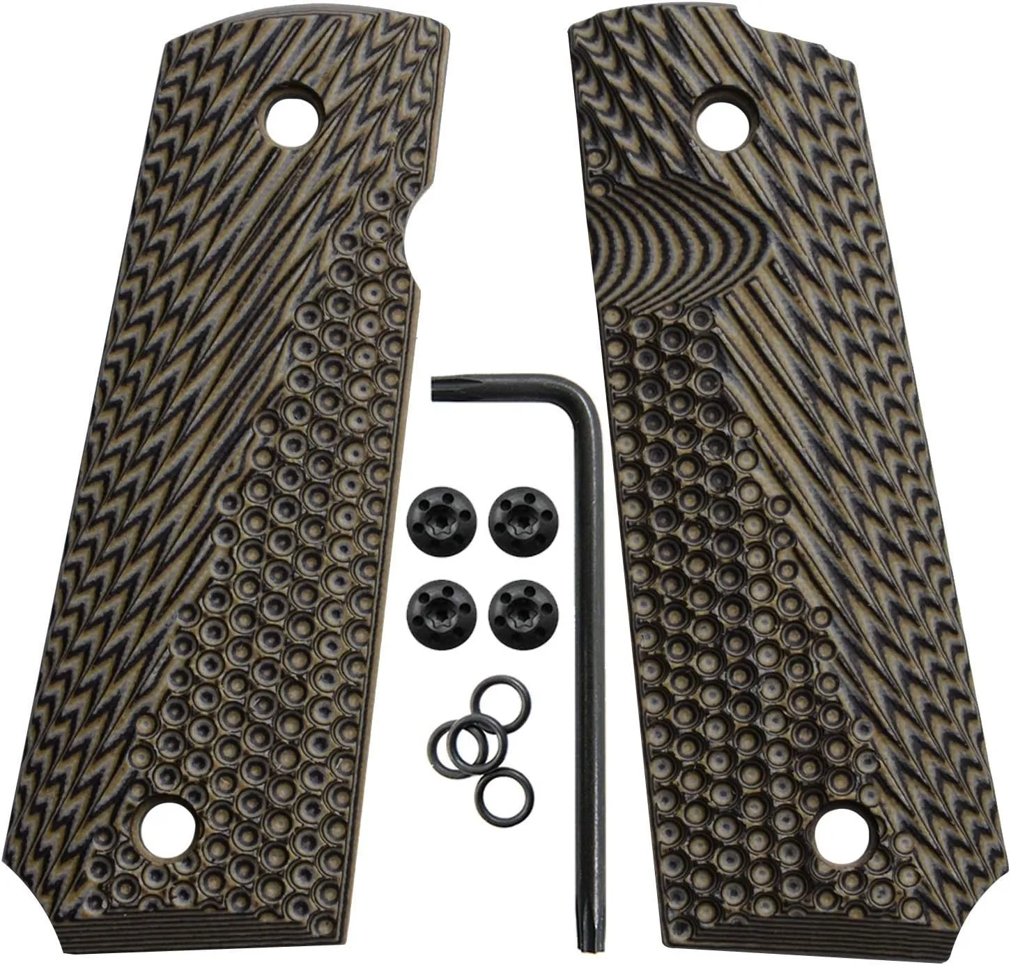 Cool Hand 1911 Grips Full Size, G10 Commander, Black Gun Grips Screws Included, Ambi Safety Cut, Aggressive OPS Texture