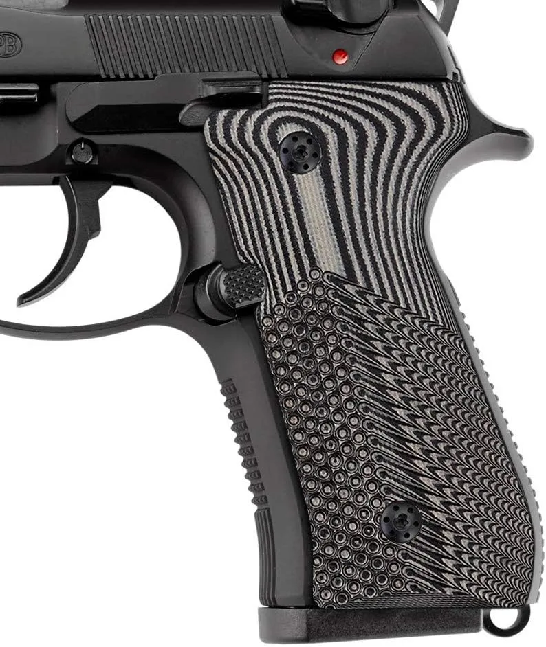 Cool Hand G10 Grips for Beretta 92 fs, m9, 92a1, 96a1, 92 INOX, 96 Full Size, Black Grips Screws Included, Aggressive OPS Texture, 1/4" Thin