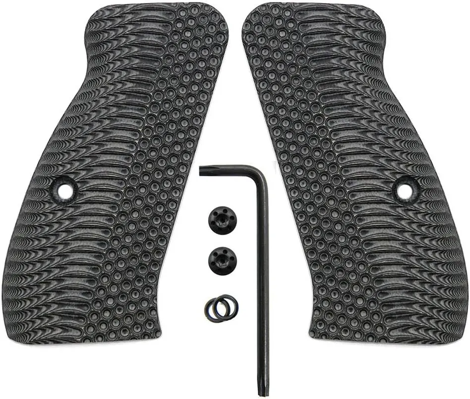 Cool Hand G10 Grips for CZ 75/85 Compact, CZ P-01, P100, C100, Tristar T100, CZ PCR, CZ 75 D, Black Gun Grips Screws Included, Aggressive OPS Texture