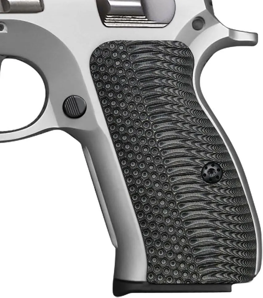Cool Hand G10 Grips for CZ 75/85 Compact, CZ P-01, P100, C100, Tristar T100, CZ PCR, CZ 75 D, Black Gun Grips Screws Included, Aggressive OPS Texture