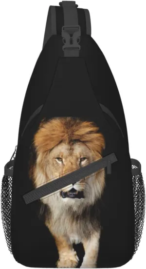 Cool Lion Crossbody Bag Lion Shoulder Bag Backpack Men Sling Bag Cool Animal Chest Casual Daypack Bag