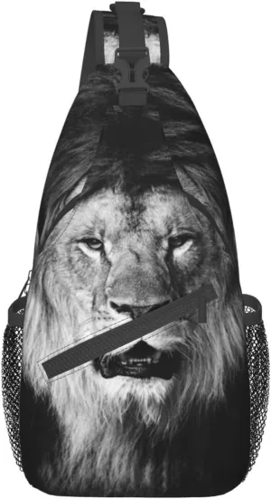 Cool Lion Crossbody Bag Lion Shoulder Bag Backpack Men Sling Bag Cool Animal Chest Casual Daypack Bag