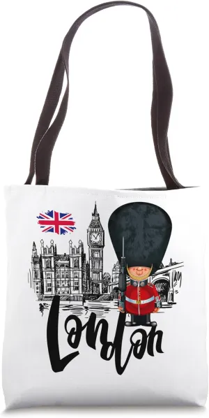 Cool London with London Guards Illustration Sketch Drawing Tote Bag