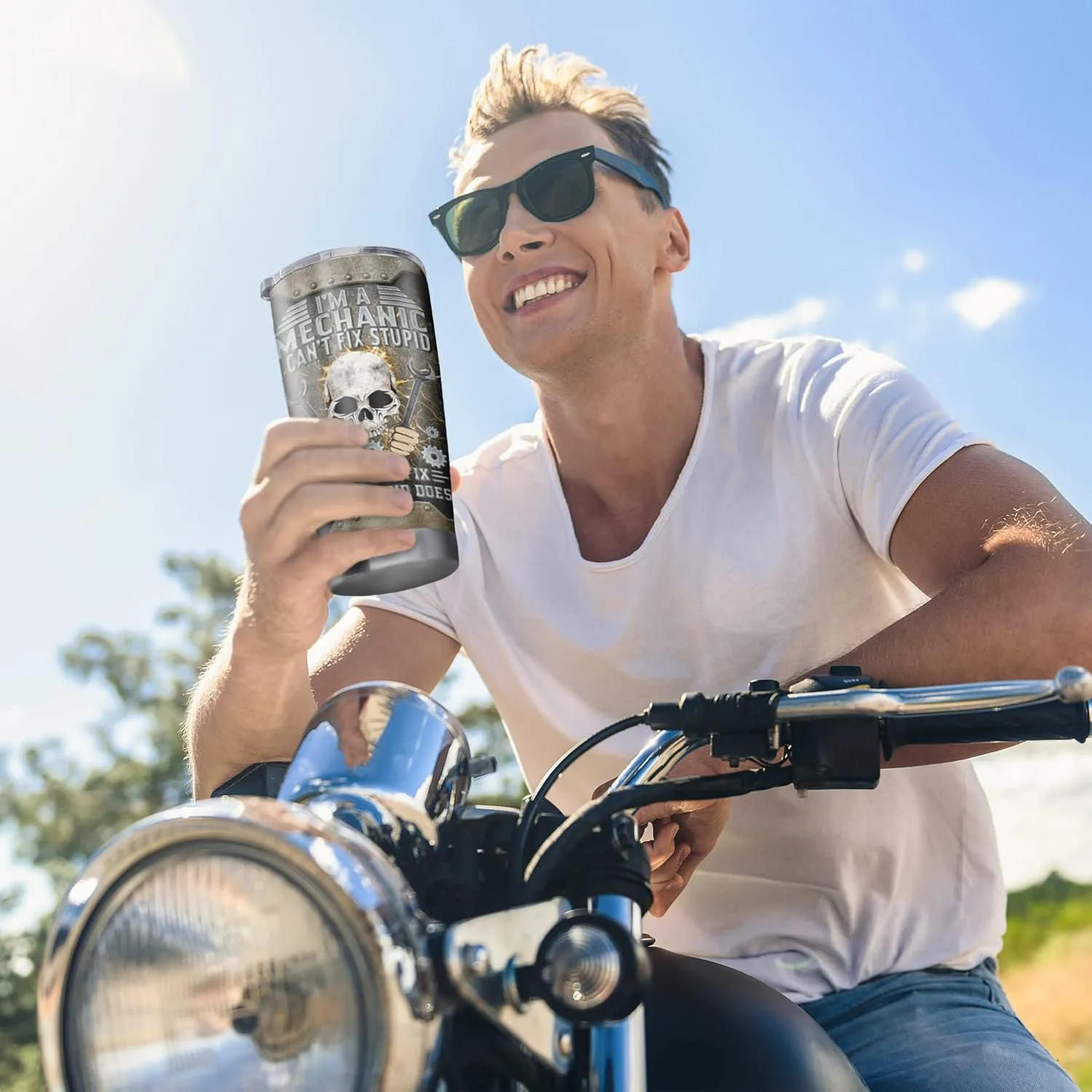 Cool Mechanical Gifts - 20oz Tumbler & Water Glasses for Mechanics, Dad, Son, Husband