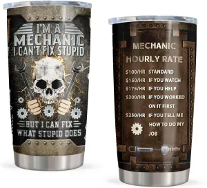 Cool Mechanical Gifts - 20oz Tumbler & Water Glasses for Mechanics, Dad, Son, Husband