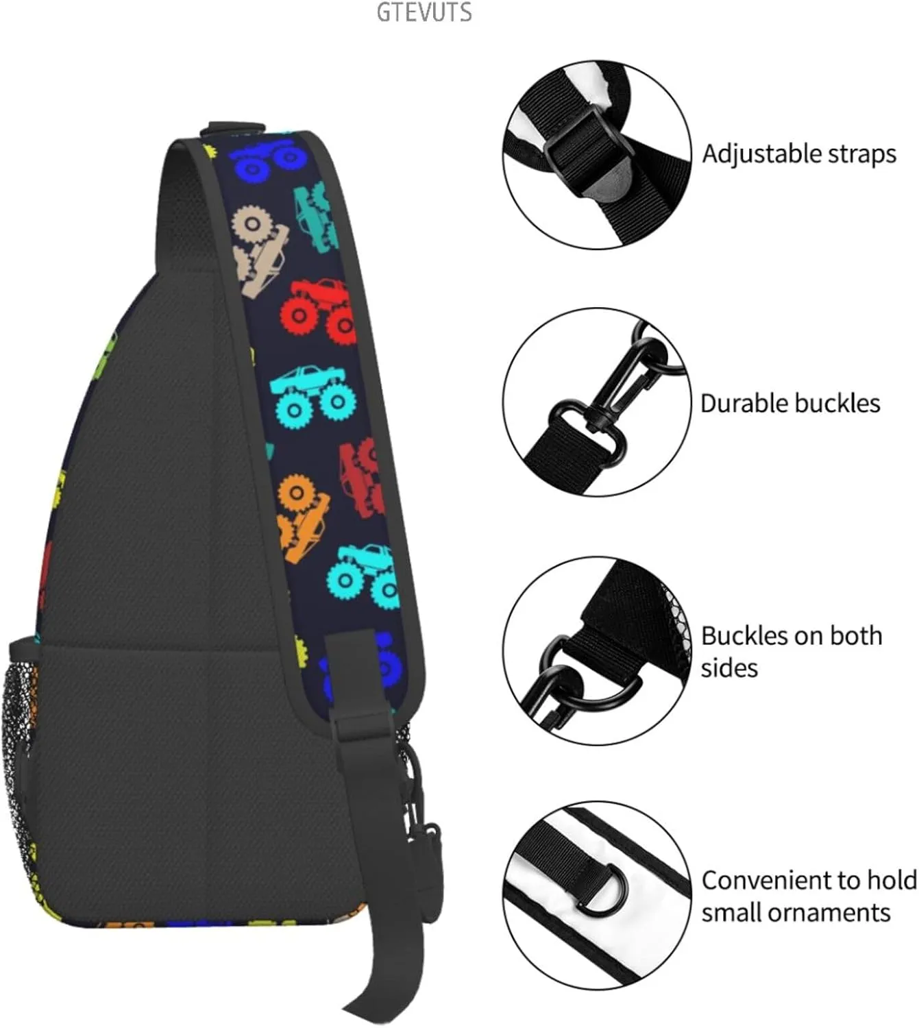 Cool Trucks Sling Backpack Chest Bag Crossbody Shoulder Bag Gym Cycling Travel Hiking Daypack For Men Women