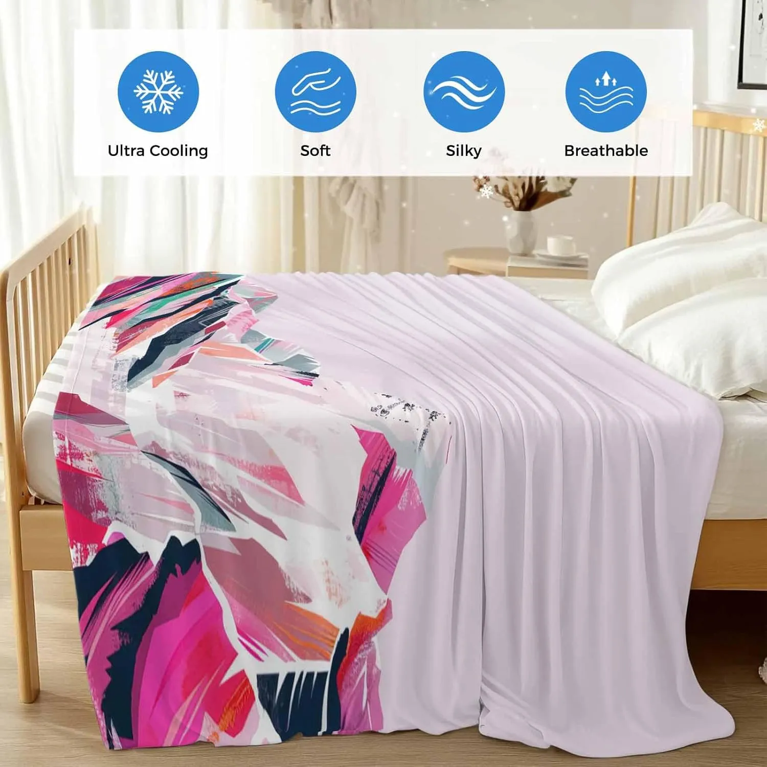 Cooling Blanket 30" x 40" Hand Drawing Abstract Snowy Mountain Ranges Oil Painting Illustration Breathable Summer Blankets Cooling Comforters for Hot Sleepers Throw Blankets for Bed Sofa Couch