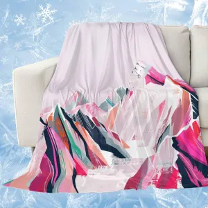 Cooling Blanket 30" x 40" Hand Drawing Abstract Snowy Mountain Ranges Oil Painting Illustration Breathable Summer Blankets Cooling Comforters for Hot Sleepers Throw Blankets for Bed Sofa Couch