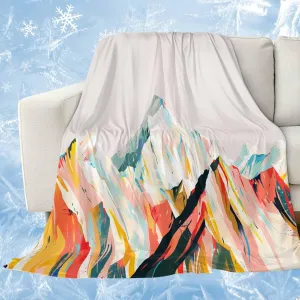 Cooling Blanket 30" x 40" Hand Drawing Abstract Snowy Mountain Ranges Oil Painting Illustration Breathable Summer Blankets Cooling Comforters for Hot Sleepers Throw Blankets for Bed Sofa Couch