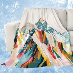 Cooling Blanket 50" x 60" Hand Drawing Abstract Snowy Mountain Ranges Oil Painting Illustration Breathable Summer Blankets Cooling Comforters for Hot Sleepers Throw Blankets for Bed Sofa Couch