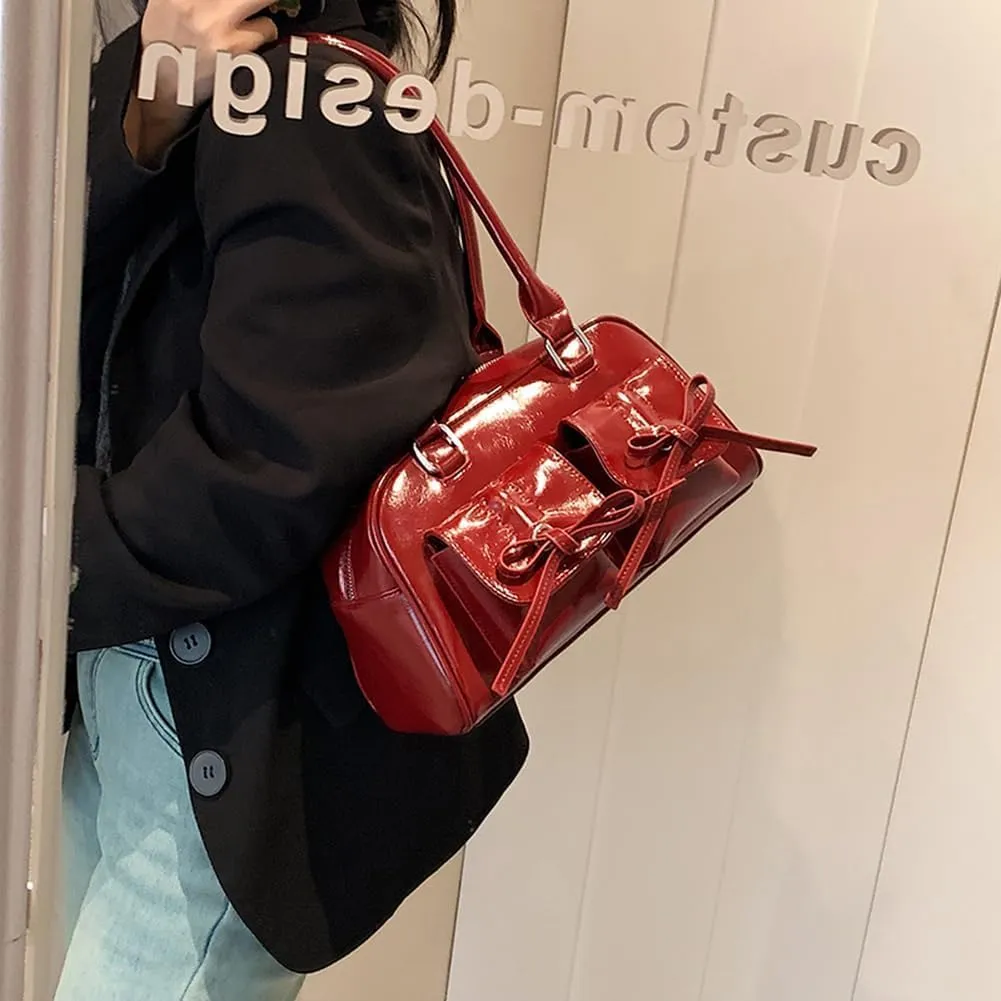 Coquette Purse Cute Bow Purse Aesthetic Kawaii Shoulder Bag Ita Bag Faux Leather Tote Bag Coquette Accessories