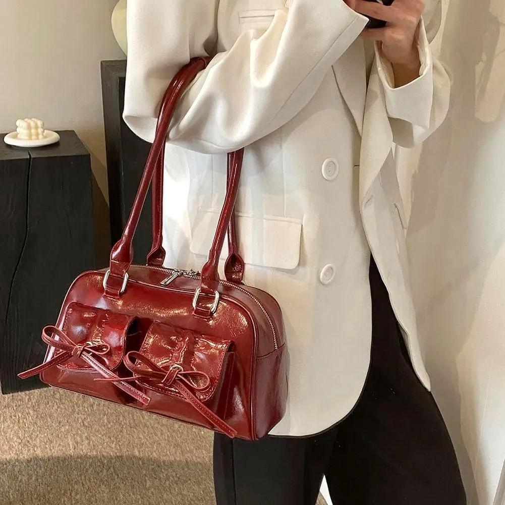 Coquette Purse Cute Bow Purse Aesthetic Kawaii Shoulder Bag Ita Bag Faux Leather Tote Bag Coquette Accessories