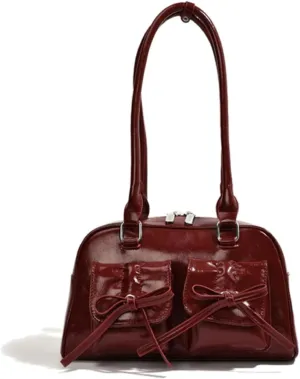 Coquette Purse Cute Bow Purse Aesthetic Kawaii Shoulder Bag Ita Bag Faux Leather Tote Bag Coquette Accessories