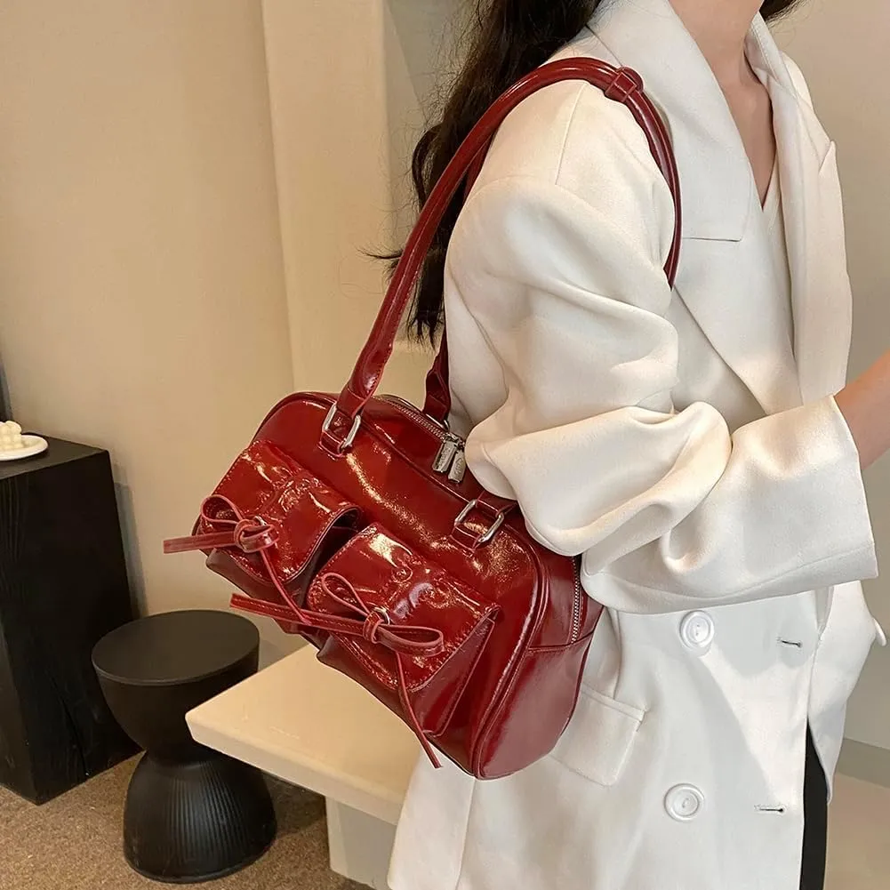 Coquette Purse Cute Bow Purse Aesthetic Kawaii Shoulder Bag Ita Bag Faux Leather Tote Bag Coquette Accessories