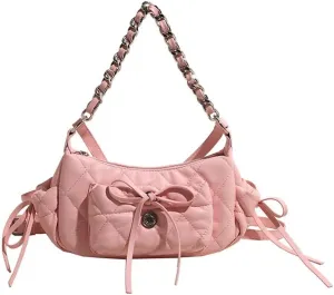 Coquette Shoulder Purse Bow Tie Quilted Balletcore Shoulder Bag Crossbody Bags for Women Coquette Stuff