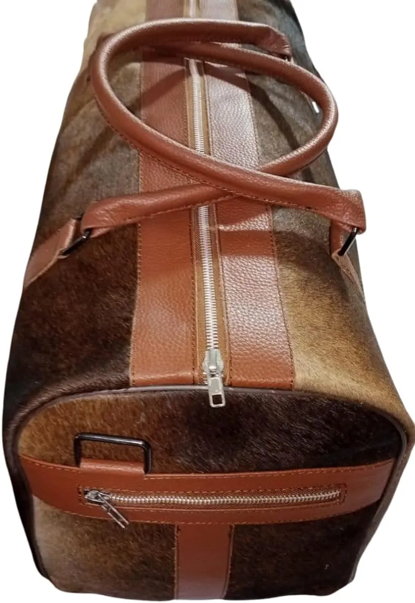 Cowhide Leather Duffel Bag for Men & Women - Overnight, Gym, Sports Travel Bag with Spacious Compartments & Durable gift for your some one on this valentine day (218)