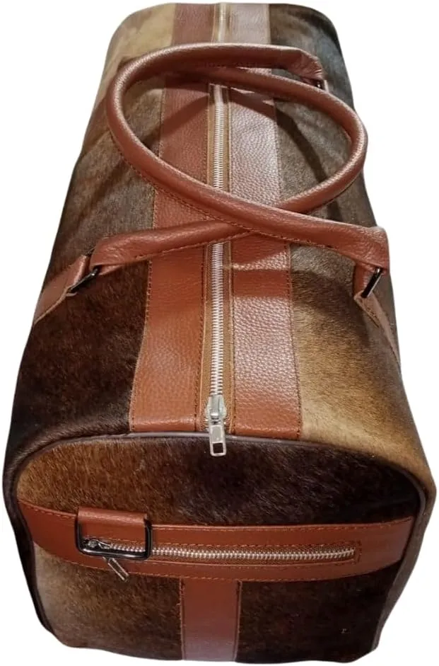 Cowhide Leather Duffel Bag for Men & Women - Overnight, Gym, Sports Travel Bag with Spacious Compartments & Durable gift for your some one on this valentine day (218)