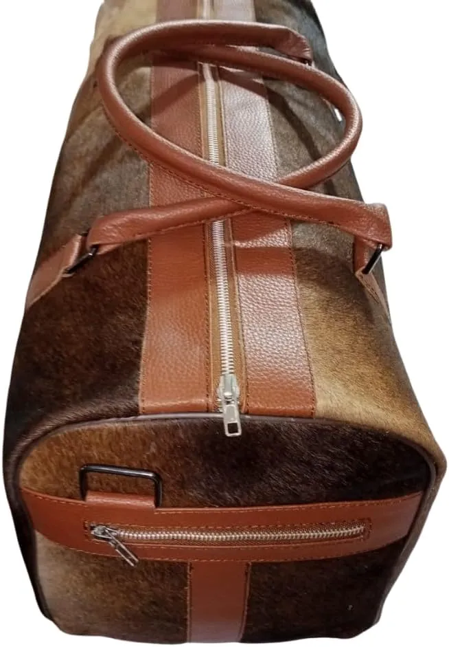 Cowhide Leather Duffel Bag for Men & Women - Overnight, Gym, Sports Travel Bag with Spacious Compartments & Durable gift for your some one on this valentine day (218)