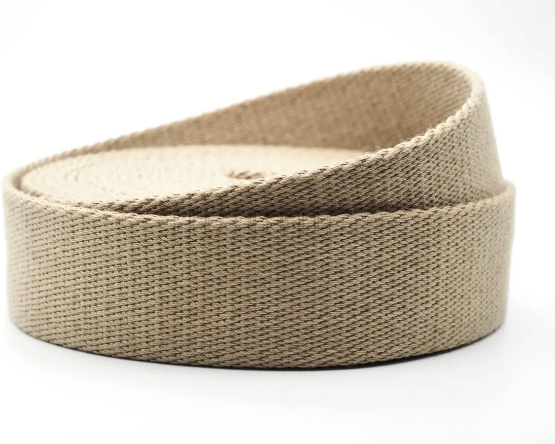 CRAFTMEMORE Heavy Cotton Webbing - Straps for Arts and Crafts, Luxury Bag Strap High Density Webbing (1 Inch x 5 Yards, Khaki)