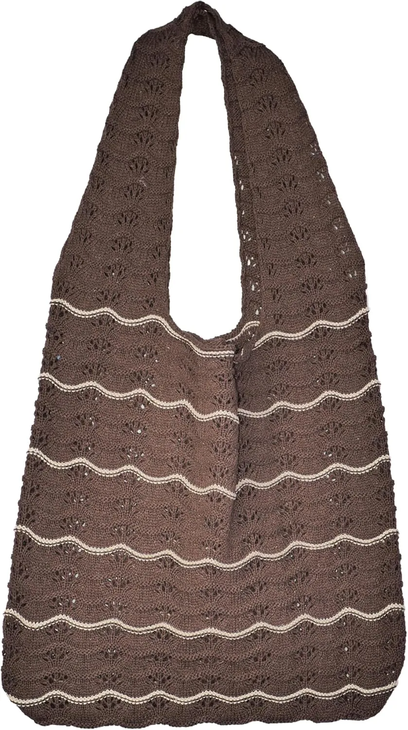 Crochet Tote Bag Cute Purse for Women Cutecore Key Chain Y2K Accessories Valentines Aesthetic Handbags for Women