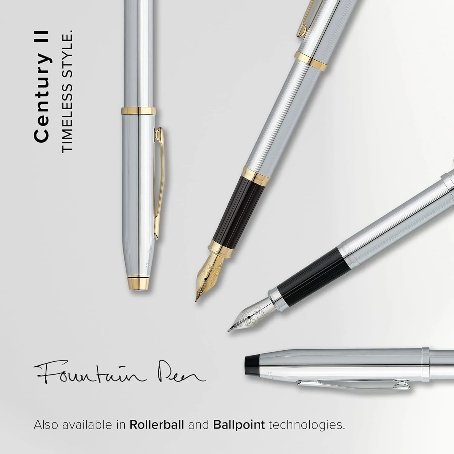 Cross Century II Refillable Rollerball Pen Presented in a Luxury Gift Box - Medium Point, Black Ink, Brushed Gunmetal Gray