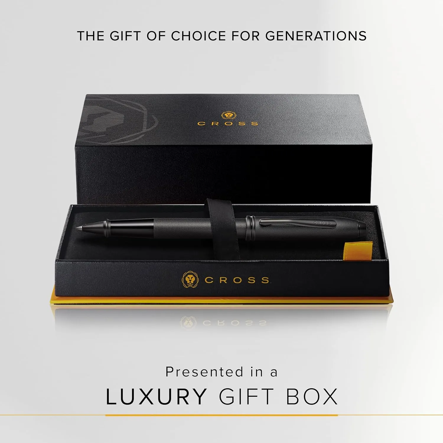 Cross Townsend Refillable Rollerball Pen Presented in a Luxury Gift Box - Medium Point, Black Ink, Black PVD Micro-knurl