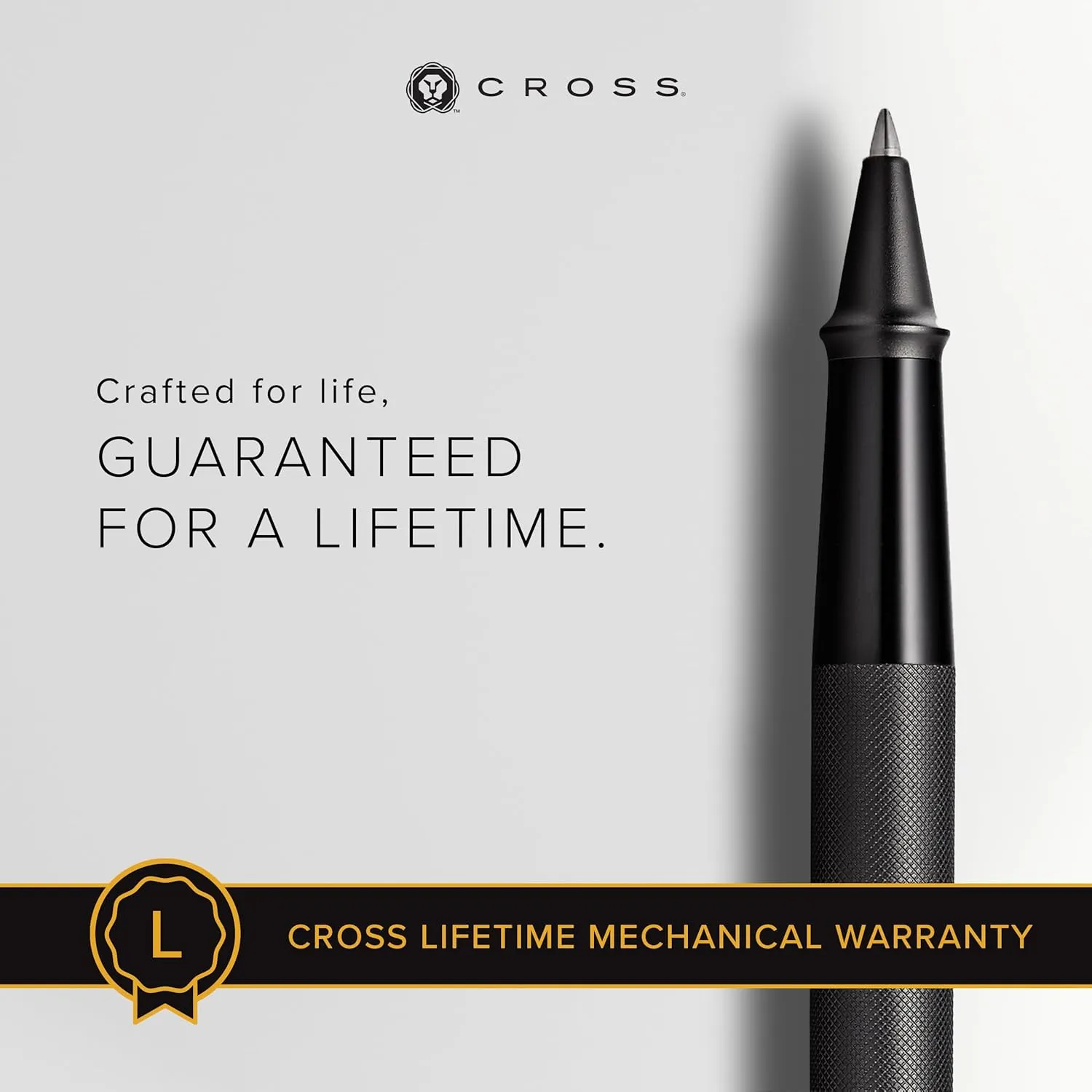 Cross Townsend Refillable Rollerball Pen Presented in a Luxury Gift Box - Medium Point, Black Ink, Black PVD Micro-knurl