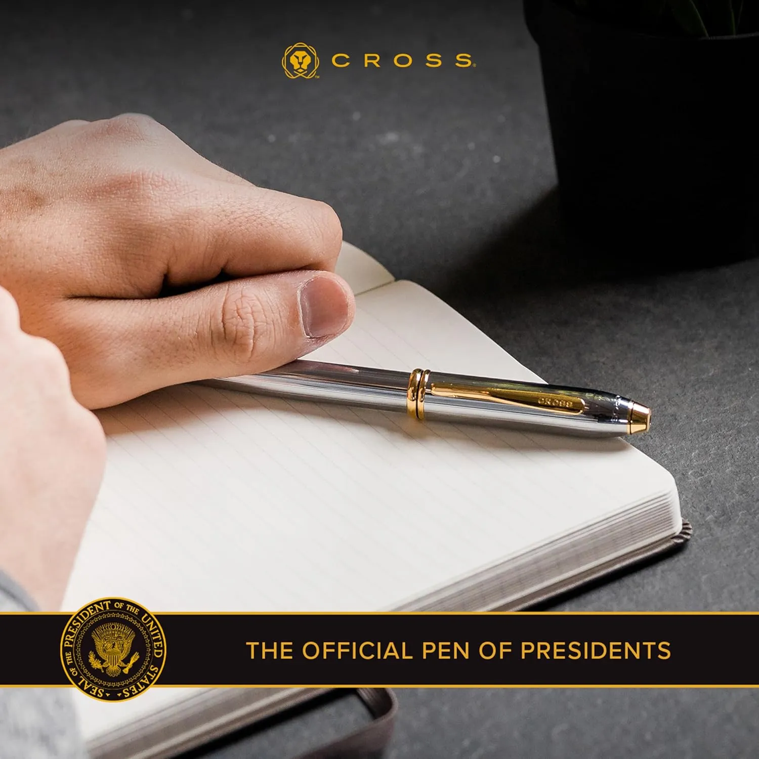 Cross Townsend Refillable Rollerball Pen Presented in a Luxury Gift Box - Medium Point, Black Ink, Black PVD Micro-knurl