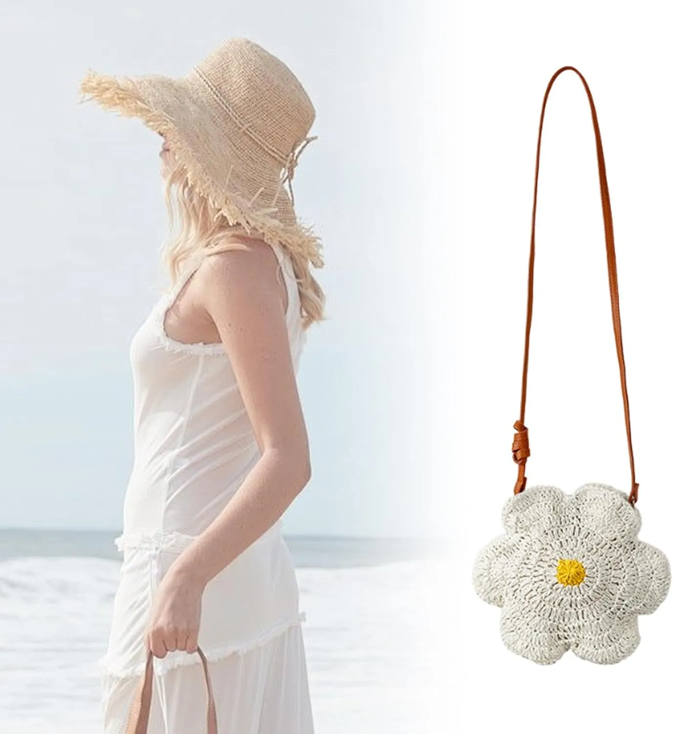 Crossbody Bag Flower Shape Shoulder Bag for Shopping Summer Beach Festive