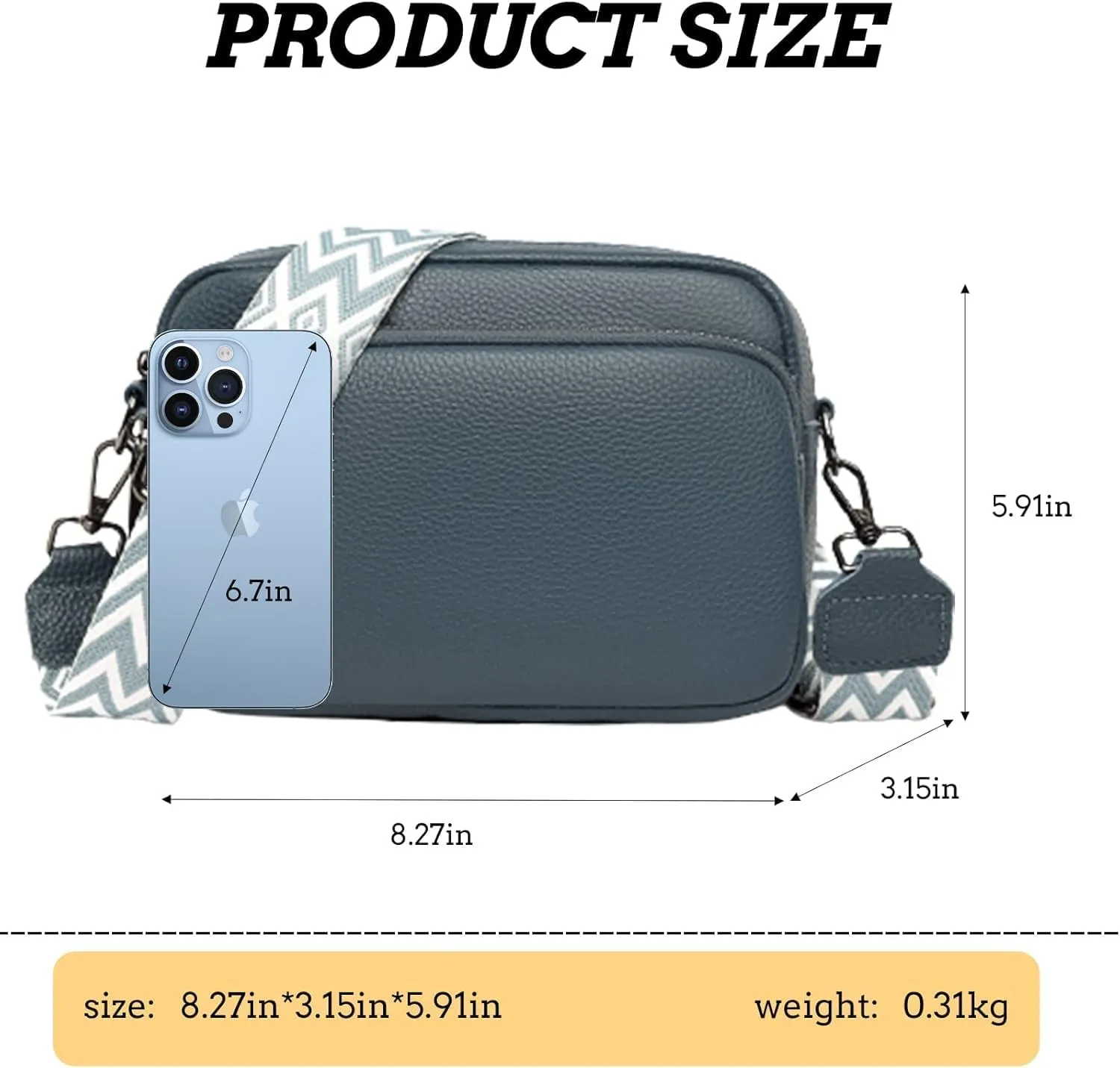 Crossbody Bags for Women, Trendy Leather Crossbody Camera Bag Purse with Guitar Strap Small Shoulder Handbag (Blue)
