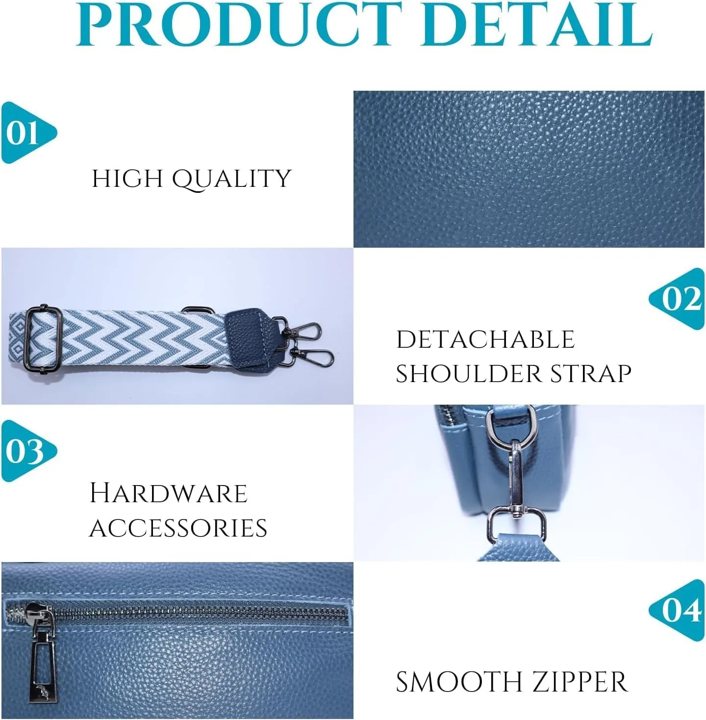 Crossbody Bags for Women, Trendy Leather Crossbody Camera Bag Purse with Guitar Strap Small Shoulder Handbag (Blue)
