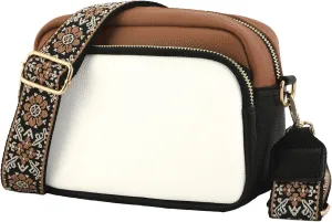 Crossbody Purse for Women with Adjustable Wide Guitar Strap, Small Vegan Leather Cross Body Camera Shoulder Bags