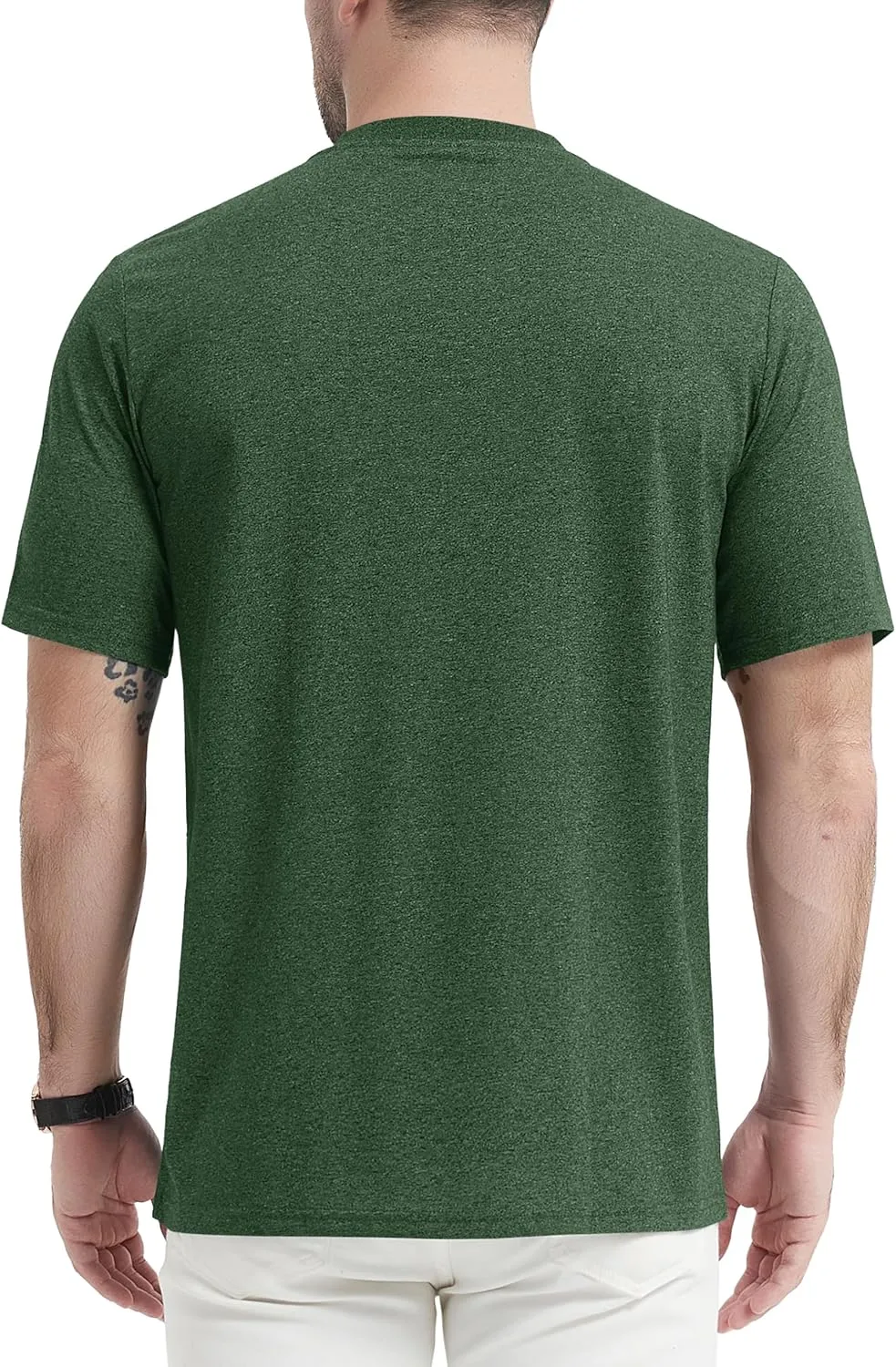 CRYSULLY Men's Henley Shirt Short Sleeve Cotton T-Shirts Pocket 3 Button Tops Lightweight Casual Basic Tee