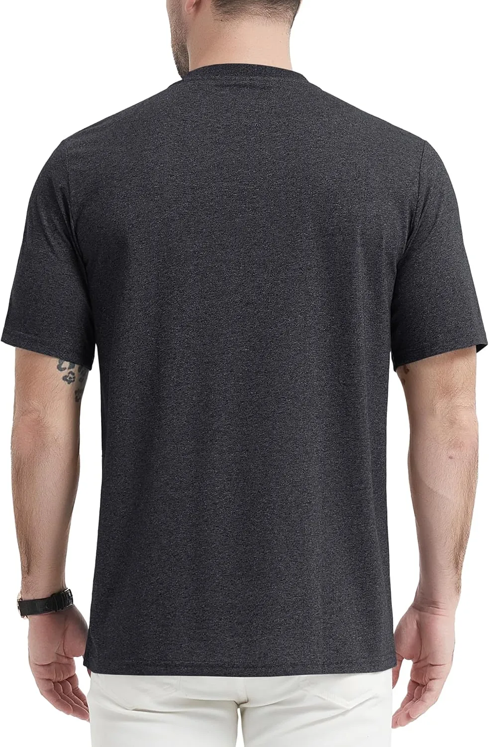 CRYSULLY Men's Henley Shirt Short Sleeve Cotton T-Shirts Pocket 3 Button Tops Lightweight Casual Basic Tee