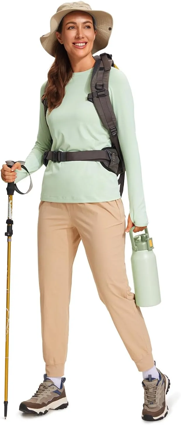 CRZ YOGA Womens UPF 50  Sun Protection Long Sleeve Workout Shirts Quick Dry Outdoor Hiking Running Tops with Thumb Holes